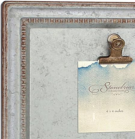 Stonebriar Rustic Galvanized Metal Magnetic Memo Board for Wall with Clip and Wire Basket - Image 3