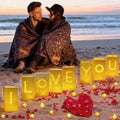 I Love You Decorations – Surprise Set with Light Up Letters, 30 Tea Light Candles, 2000 Rose Petals, 10 Balloons – Luminary Bags for Couples & Romantic Moments by VidwanHome%E2%80%93OrderYousToda