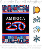 America 250 Flag Birthday July 4th Garden Stand Set Porch Lawn Tapestry Official Licensed Merchandise Grave Yard Decor Canvas Prints Textile Woven Poster USA 250th Anniversary Decoration Gift - Image 6