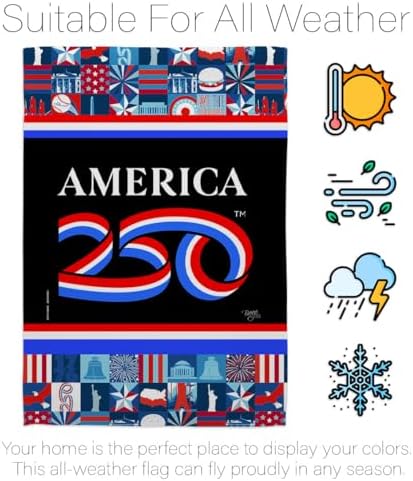 America 250 Flag Birthday July 4th Garden Stand Set Porch Lawn Tapestry Official Licensed Merchandise Grave Yard Decor Canvas Prints Textile Woven Poster USA 250th Anniversary Decoration Gift - Image 6