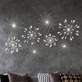 Blulu 8 Pcs Silver Metal Starburst Wall Art, 3D Crystal Teardrop Rhinestone Wall Sculptures, Modern Mid Century Hanging Accents Decor for Living Room Bedroom Entryway Office Home Decoration by Blulu