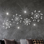 Blulu 8 Pcs Silver Metal Starburst Wall Art, 3D Crystal Teardrop Rhinestone Wall Sculptures, Modern Mid Century Hanging Accents Decor for Living Room Bedroom Entryway Office Home Decoration by Blulu