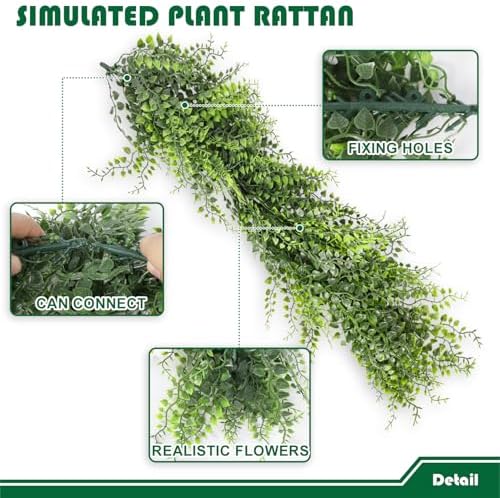 Fake Hanging Plants 4Pc-20 Artificial Ivy Vines, UV Resistant Greenery Ivy Leaves Garland with Flowers for Wedding Outdoor Decoration Home Indoor Wall Décor - Image 3