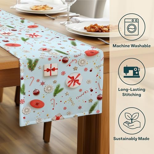 Holiday Table Runners | Confetti Design | Seasonal Table Decorations | Kitchen Dining Table Runner | Made in The USA | Stain Resistant | 14" x 90" Long - Image 2