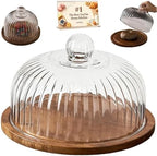 Glass Pumpkin Cloche with Wood Base, Decorative Glass Display Dome Tray by Unknown
