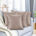 Nestl Throw Euro Pillow Covers, Cozy Velvet Decorative Pillow Covers 26x26 Inches, Soft Solid Couch Pillow Case for Sofa, Bed and Car, Set of 4 - Taupe Sand by Nestl