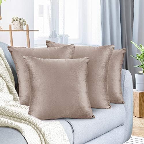 Nestl Throw Euro Pillow Covers, Cozy Velvet Decorative Pillow Covers 26x26 Inches, Soft Solid Couch Pillow Case for Sofa, Bed and Car, Set of 4 - Taupe Sand by Nestl