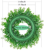 U'Artlines 23.6inch Front Door Boxwood Wreaths, Spring Summer Green Wreath - Image 2
