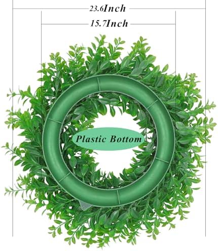 U'Artlines 23.6inch Front Door Boxwood Wreaths, Spring Summer Green Wreath - Image 2