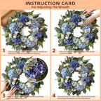 WANNA-CUL 24 Inch Spring Blue Hydrangea Wreath Front Door Wreath - Image 3