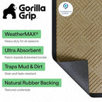 GORILLA GRIP WeatherMAX Door Mat, Indoor Outdoor Use, 47x35, Beige Diamond - Image 2