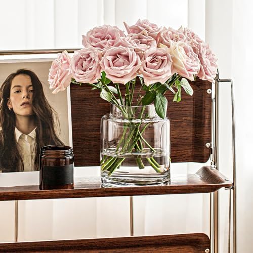 KOIUEYW Clear Vases for Centerpieces, 9 Inch Large Glass Vase for Bouquet, Glasses Home Decor Modern Jarrones Decorativos for Wedding Living Room Dining Table Office - Image 6