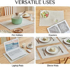 Softalker Faux Linen Cloth Placemats Set of 12-12 x 18 Inch, Cream - Image 5