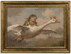 Gold Framed Frog Riding Goose Wall Art, Whimsical Canvas Print, 16x12 by Qzzrin