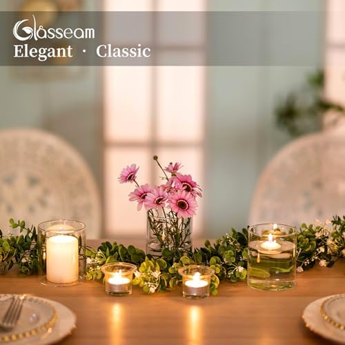 Glasseam Hurricane Glass Candle Holder 6Pcs Cylinder Vases for Centerpiece - Image 3