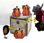 Rustic Wood Fall Pumpkin Decor Indoor Standing Flat Pumpkin Decorations - Image 2