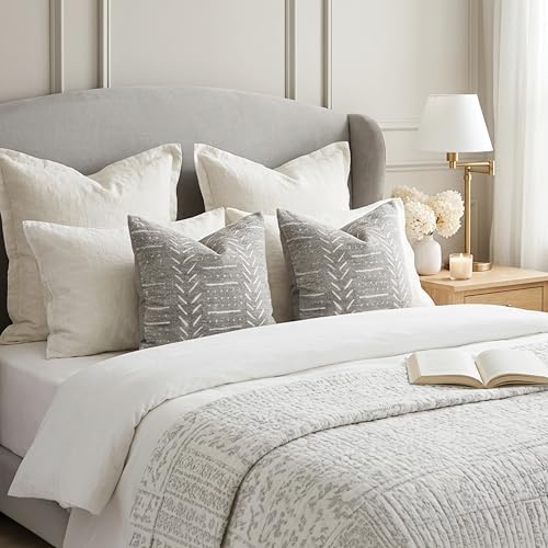 BlissBlush Decorative Throw Pillow Covers 20x20 Set of 2, Light Gray Soft Woven Chenille Accent Pillow Covers for Couch Sofa Bed, Textured Farmhouse Cushion Covers - Image 5