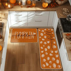 Artoid Mode Orange Hello Pumpkin Fall Kitchen Mats Set of 2-24x35+24x59 - Image 2