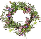 National Tree Company Artificial Spring Wreath, Woven Branch Base, Decorated with Purple Pastel Eggs, Pink Flowers, Leafy Greens, Easter Collection, 22 Inches by Unknown