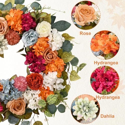 2 Pcs Fall Wreaths for Front Door, 26 Inch Fall Door Wreath - Image 4