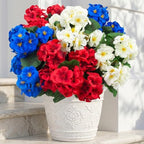 Hananona 12 Pcs Artificial Geranium Flowers for Outdoors Geranium Silk Red White Blue Flowers Outdoor UV Resistant Plants Faux Patriotic Flowers for 4th of July Home Decor (12, RedWhiteBlue) - Image 6