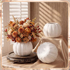 White 6 Pack Plastic Pumpkin Vase 5.12 x 3.94 in Artificial Fall Flower Pot with Foam Pumpkin Planter for Artificial Flower Floral Arrangement Home Party Harvest Thanksgiving Autumn Table - Image 3