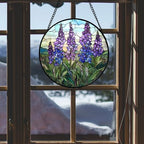 Purple Lupine Flowers Stained Glass Window Hanging Suncatcher Gift 12" - Image 4
