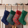 Junkin 4 Pack Tartan Christmas Stockings Navy Blue & Emerald Green by Junkin