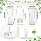 12 Pcs Bulk Small Clear Container for Flowers, Clear Acrylic Vase for Flowers, Plastic Vases for Flowers, Modern Art Vases for Home Decor Desktops Bedroom Living Room Wedding House Warming Gifts - Image 2
