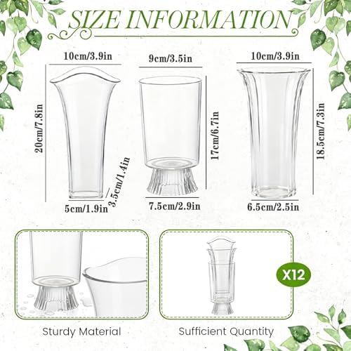 12 Pcs Bulk Small Clear Container for Flowers, Clear Acrylic Vase for Flowers, Plastic Vases for Flowers, Modern Art Vases for Home Decor Desktops Bedroom Living Room Wedding House Warming Gifts - Image 2