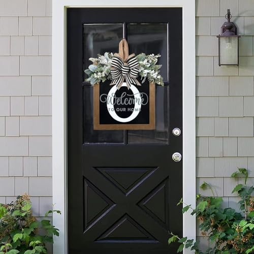 16'' Personalized Last Name Welcome Sign, Wreath for Front Door Outside, Spring Wreath for Front Door Decor, Farmhouse New Home Gifts for Home (O) - Image 2