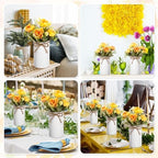Domensi 6 Sets Wedding Centerpiece for Table Decoration Yellow Artificial Fake Rose Flower with Metal Vase Faux Silk Rose Bouquet Floral Arrangement for Bridal Shower Home Dining - Image 6