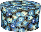 Sarah's Hat Boxes – Peacock Feathers Decorative Gift Box | Elegant Reusable Storage Boxes for Gifts, Keepsakes, Jewelry, or Special Items | Unique Printed Design by SarahsHatBoxes