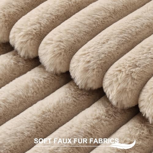 Pallene Faux Fur Decorative Throw Pillow Covers 26x26 Set of 2, Khaki - Image 2