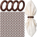 Thenshop 150 Pcs Decorative Wooden Napkin Rings Bulk Exquisite, Dark Brown by Thenshop