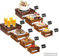 Cecnamt 8-Piece Rustic Wood Buffet Risers with Mini Signs for Dessert Table by Cecnamt