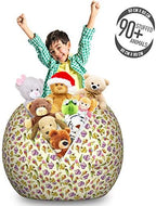 Ambesonne Ice Cream Storage Toy Bag Chair, Yummy Cupcakes Chocolate Party with Cherry Cones Fruit Theme, Stuffed Animal Organizer Washable Bag, Large Size, Cream Purple - Image 3