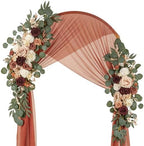 Ting's time Wedding Arch Flower Pack of 2 Artificial Silk Large Flower Swag Welcome Sign Floral Swag Reception Backdrop Floral Decor for Fall Wedding Party Ceremony（Terracotta & Champagne） by TingsTime