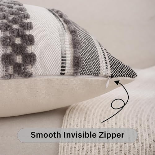 Boho Throw Pillow Covers Neutral Farmhouse Pillow Case Gray - Image 5