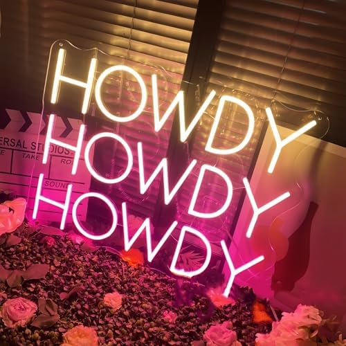 Howdy Howdy Howdy LED Neon Sign Transparent Acrylic Light Decor for Wedding Birthday Party Wall Home Bedroom Room Art Decoration with USB Light Modulator 5V - Image 2