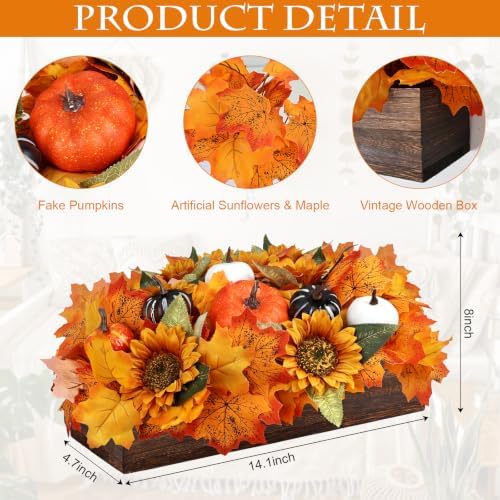 Fall Centerpieces for Dining Table, 14‘’, Fall Orange - Image 2
