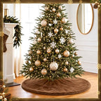 Viorawhite Dark Brown Christmas Tree Skirt, 60 Inch Large Faux Fur - Image 6