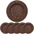 LemonRoad 13 Inch Boho Placemats Set of 6 Large Round Farmhouse Chargers Plate Mats Cattail Weave Woven Table Mats for Dining Plates Rustic Home Kitchen Wedding Party Table Decor, Dark Brown by Unknown