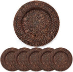 LemonRoad 13 Inch Boho Placemats Set of 6 Large Round Farmhouse Chargers Plate Mats Cattail Weave Woven Table Mats for Dining Plates Rustic Home Kitchen Wedding Party Table Decor, Dark Brown by Unknown