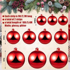 2 Pcs 9 ft Christmas Ball Ornament Garland, Red - Image 2