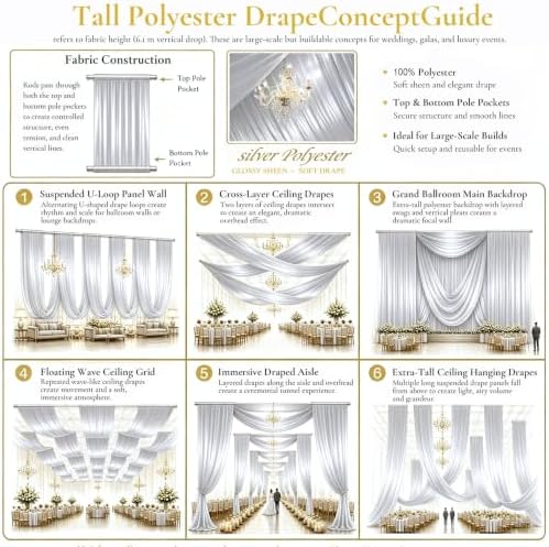 4 Panels 5ft(W) x 20ft(H) Silver Backdrop Curtain for Wedding Parties - Image 3