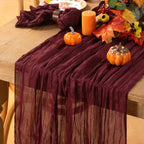 Burgundy Cheesecloth Table Runner Fall Dinning Runner for Christmas, 8 Pack - Image 2