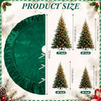 72 Inches Velvet Christmas Tree Skirt Decorations Green Luxury Xmas Fur Plush Skirts for Merry Christmas Party Rustic Vintage Holiday Home Winter - Image 2