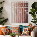 Macrame Wall Hanging Dip Dyed Red Yarn Balls Tassel Boho Decor 27"W*31"L by IOWER