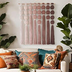 Macrame Wall Hanging Dip Dyed Red Yarn Balls Tassel Boho Decor 27"W*31"L by IOWER